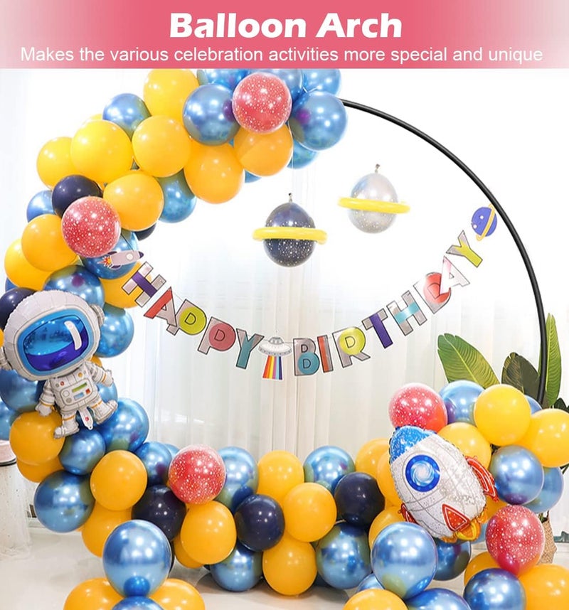 Queension Large Wedding Arch for Ceremony 7 Ft, Metal Balloon Arches Backdrop Stand with Metal Base for Party Supplies, Outdoor Garden Trellis with Water Bag for Climbing Plant, Round Frame, Black - Image 5